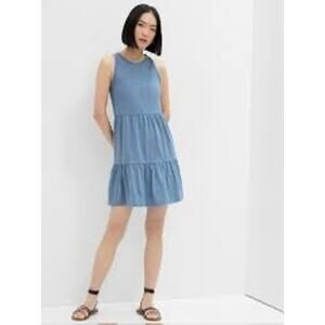 Gap tiered  sleeveless mini dress in Jasper Blue SZ LG